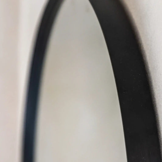 Large Round Slim Black Metal Frame Mirror 2
