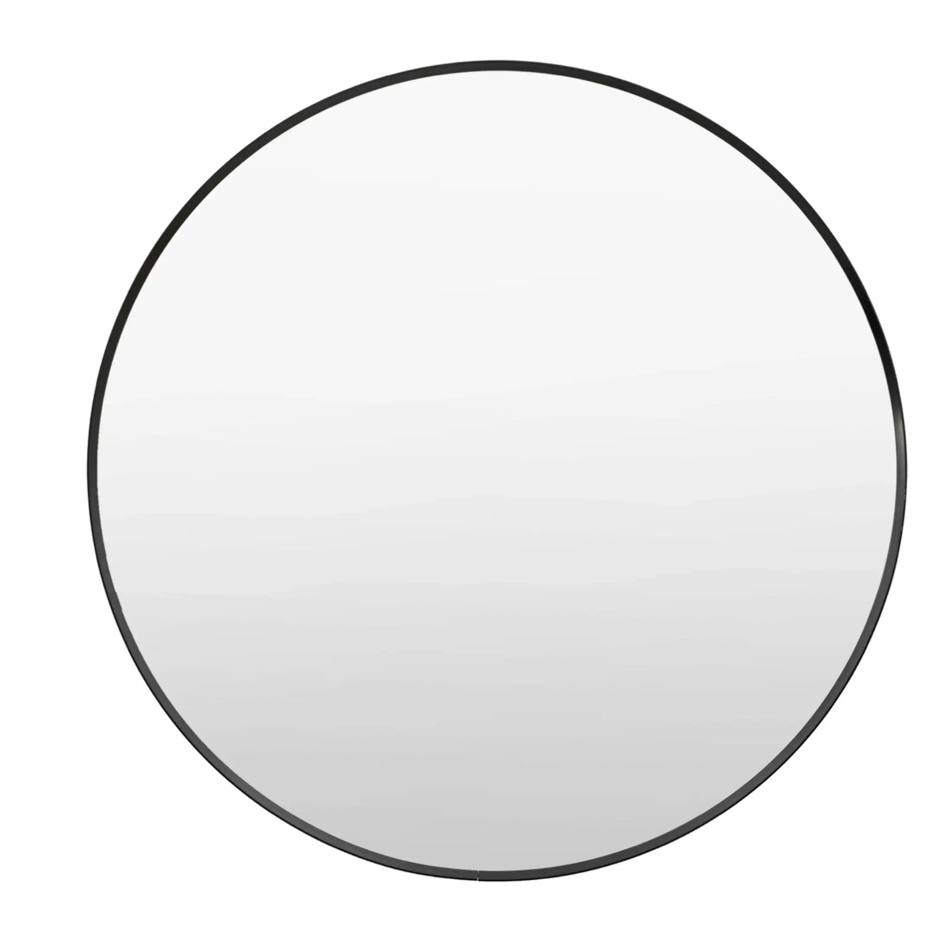 Large Round Slim Black Metal Frame Mirror 4
