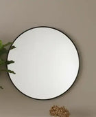 Large Round Slim Black Metal Frame Mirror 4