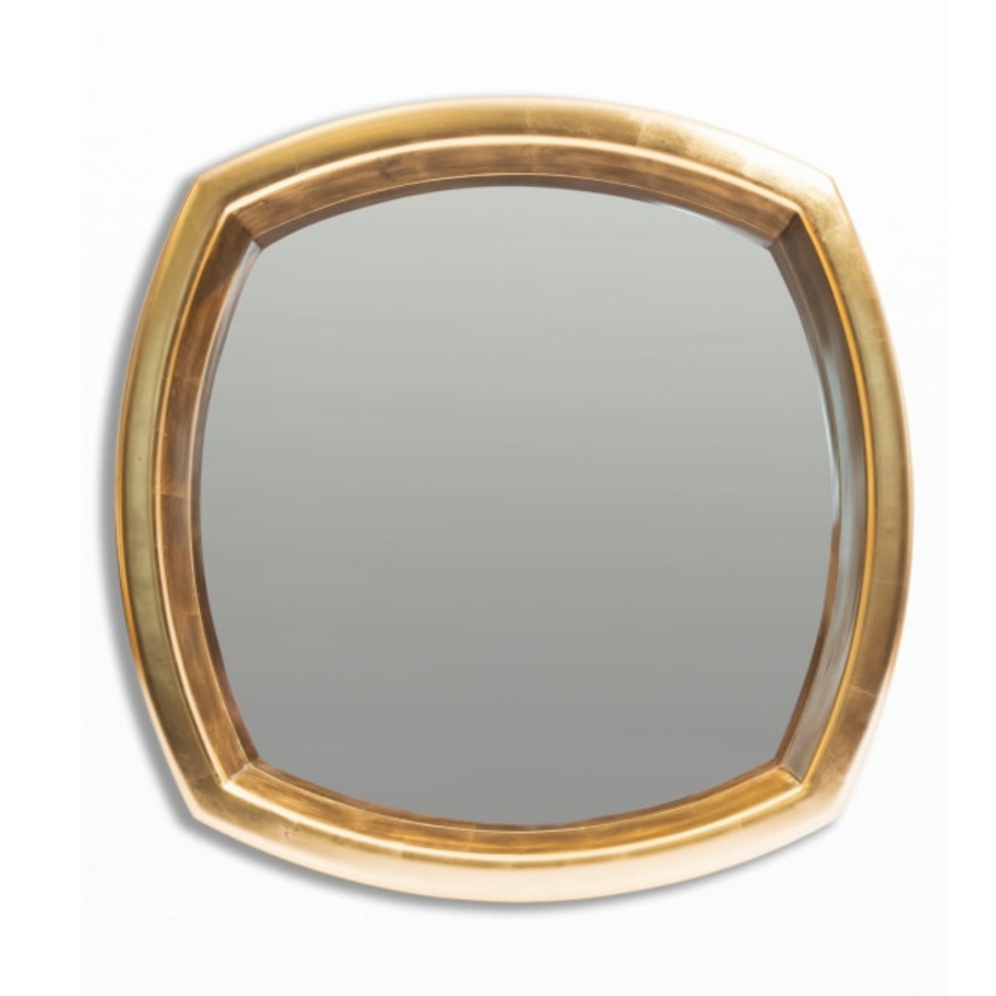 Gold-framed mirror on a white background