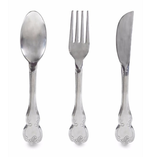 Large Silver Knife, Fork & Spoon Wall Decoration