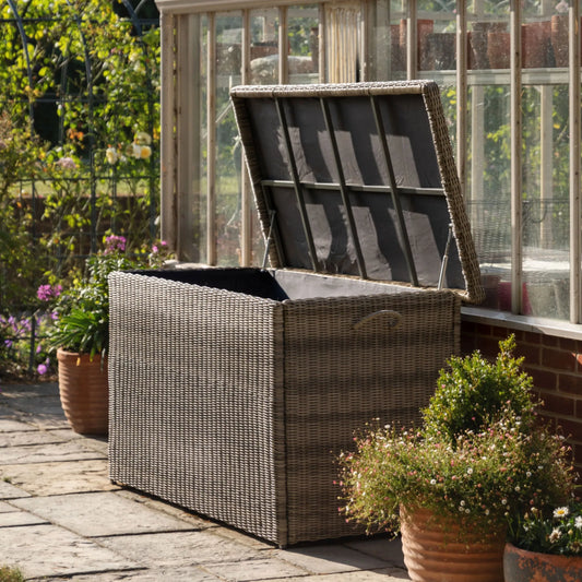 Large Slate Grey Woven Outdoor Storage Box 7