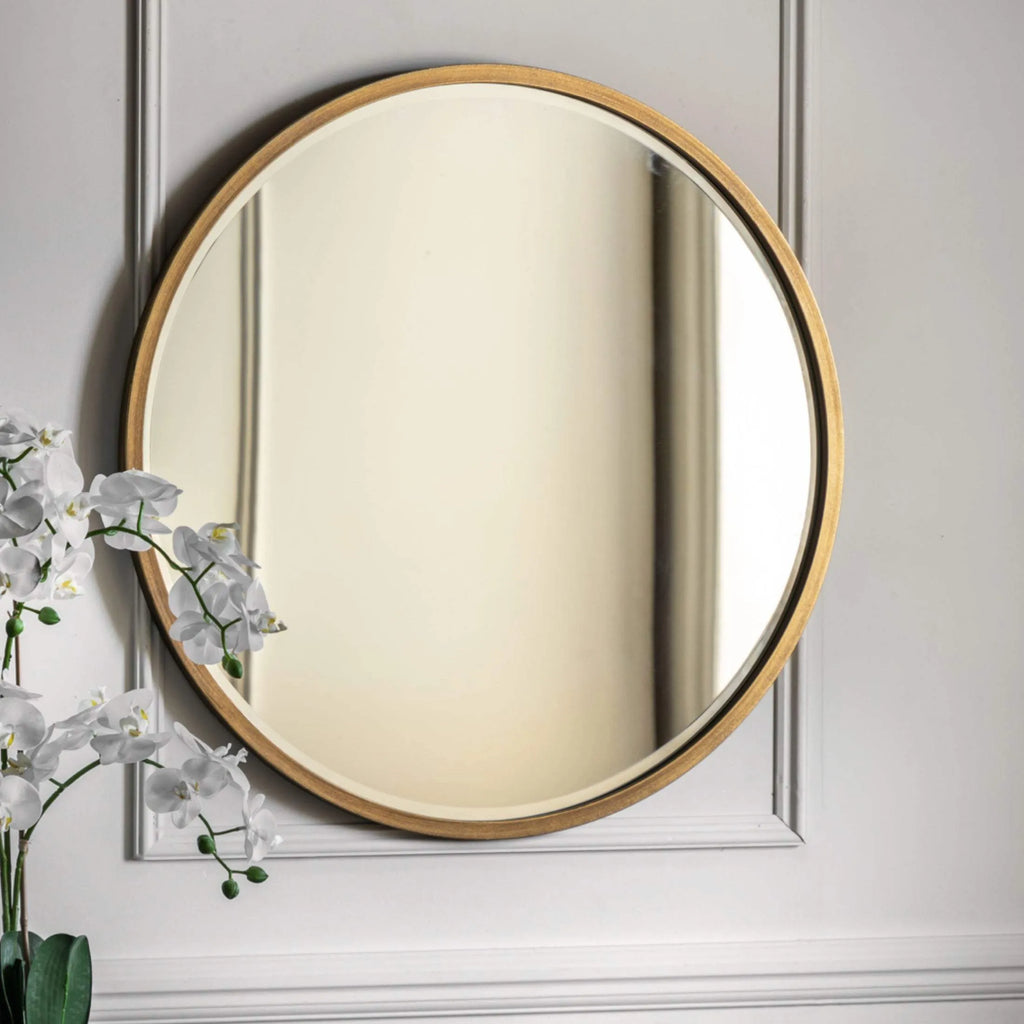 Large Antique Gold Round Mirror