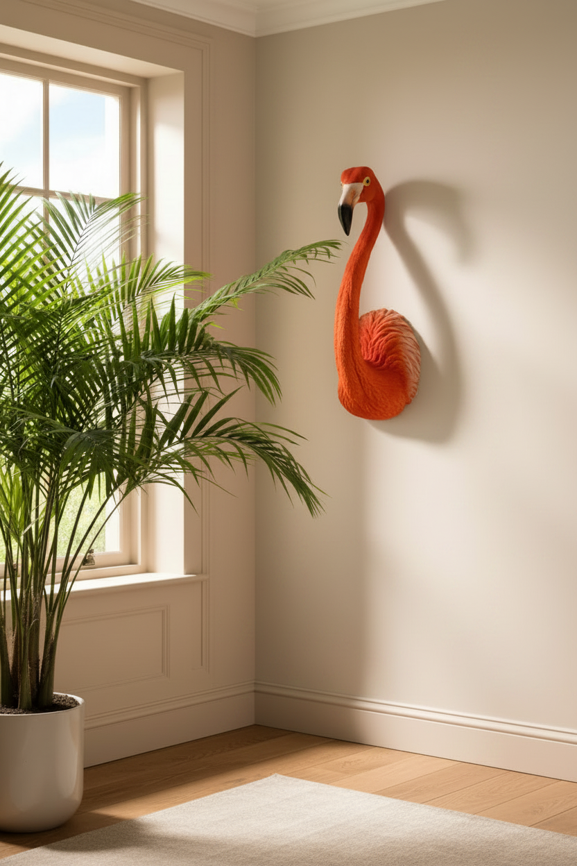 Large Faux Flamingo Head Wall Art