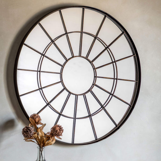 Large Industrial Round Iron Window Mirror - The Farthing