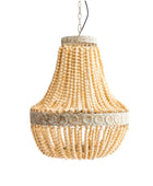 Large Old White Beaded Vintage Style Pendant Light