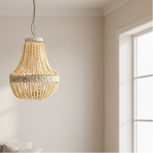 Large Beaded Vintage Style Pendant Light