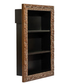 A three-tier wall-mounted bookcase with a dark brown carved ornate frame and three open shelves, shown against a plain white background.