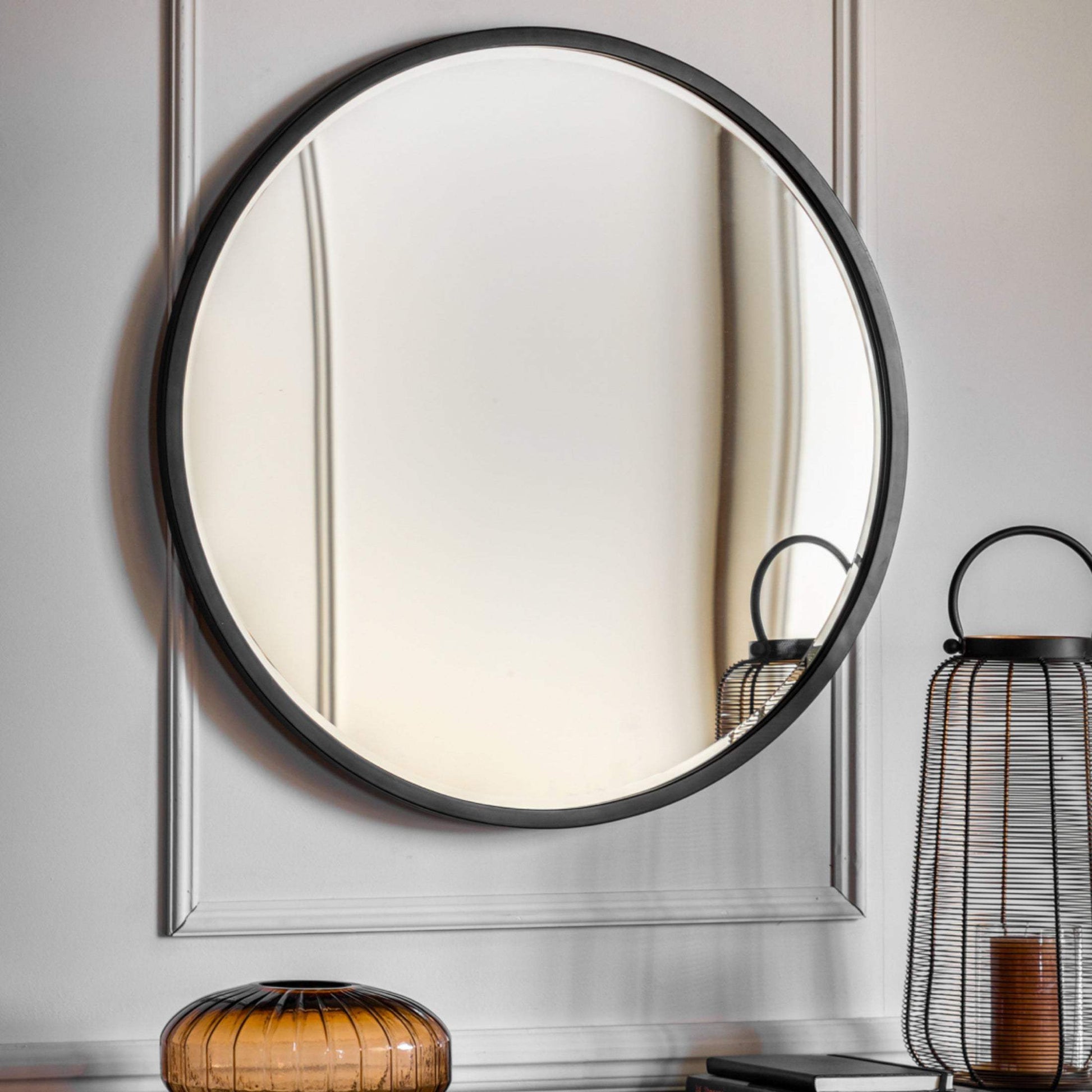 Large Round Black Frame Mirror - The Farthing