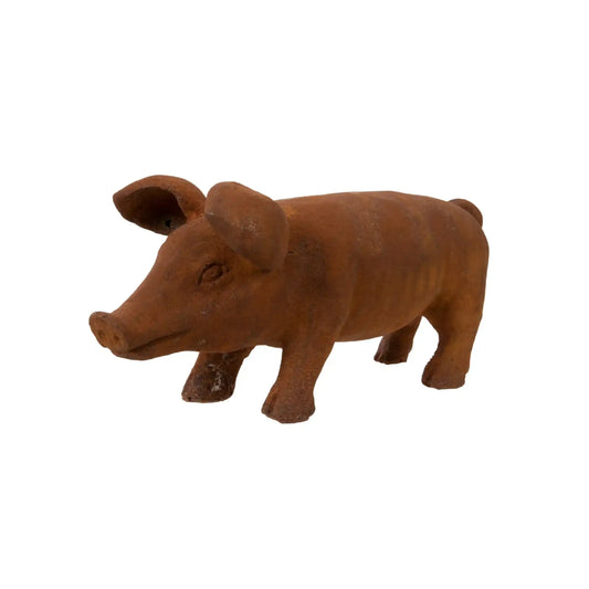 Brown pig figurine on a white background