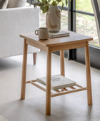 Light Oak Square Spindle Shelf Side Table FARTHING 2