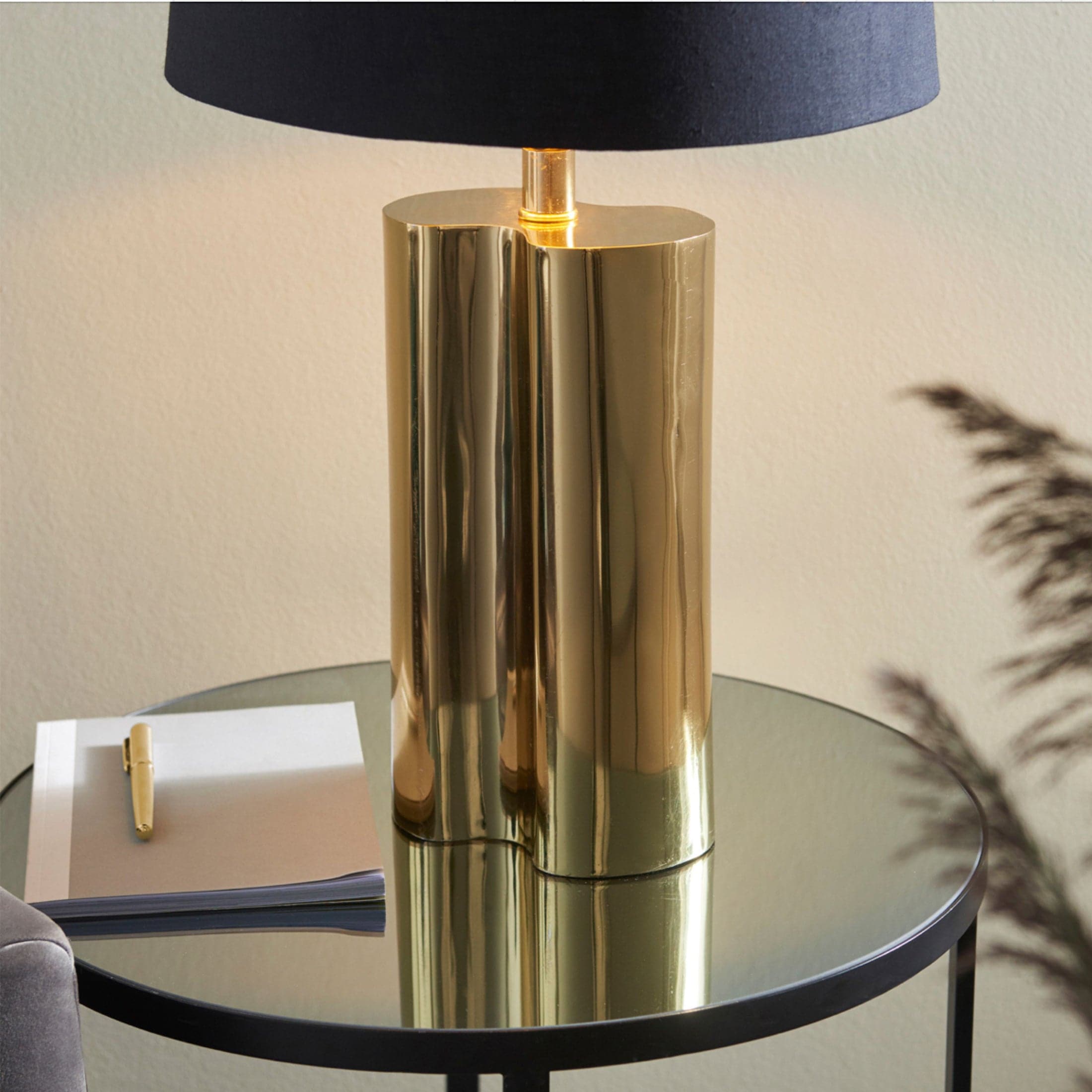 Luxe Metallic Gold Table Lamp & Black Shade 4