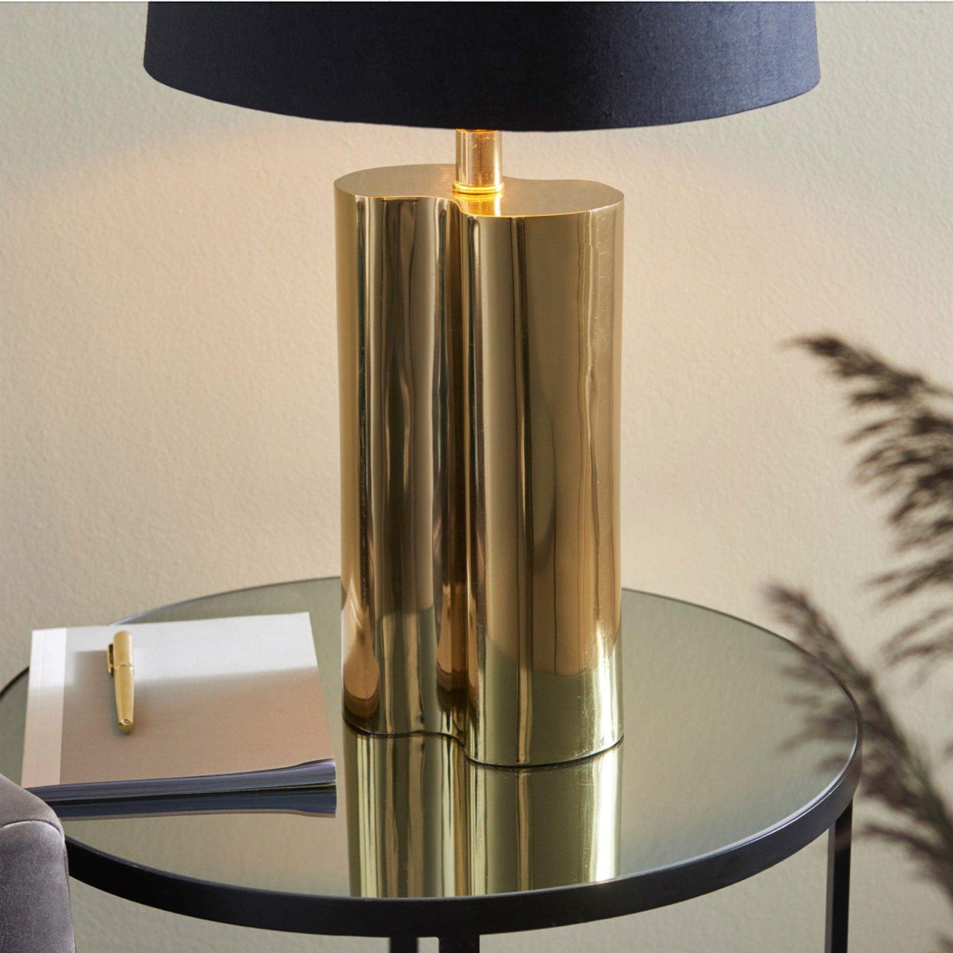 Luxe Metallic Gold Table Lamp & Black Shade - The Farthing