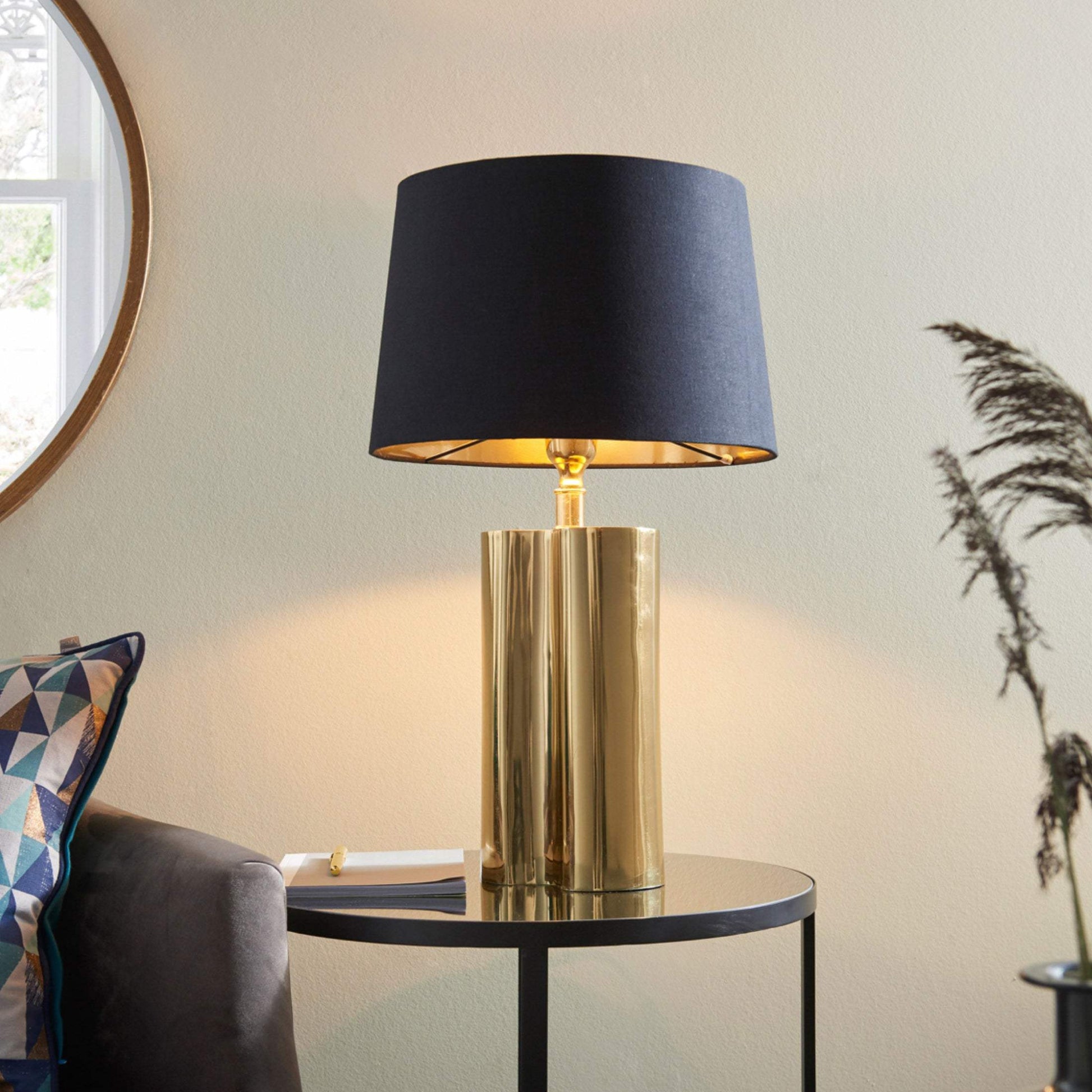 Luxe Metallic Gold Table Lamp & Black Shade - The Farthing