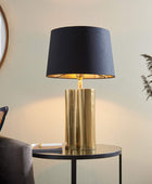 Luxe Metallic Gold Table Lamp & Black Shade - The Farthing