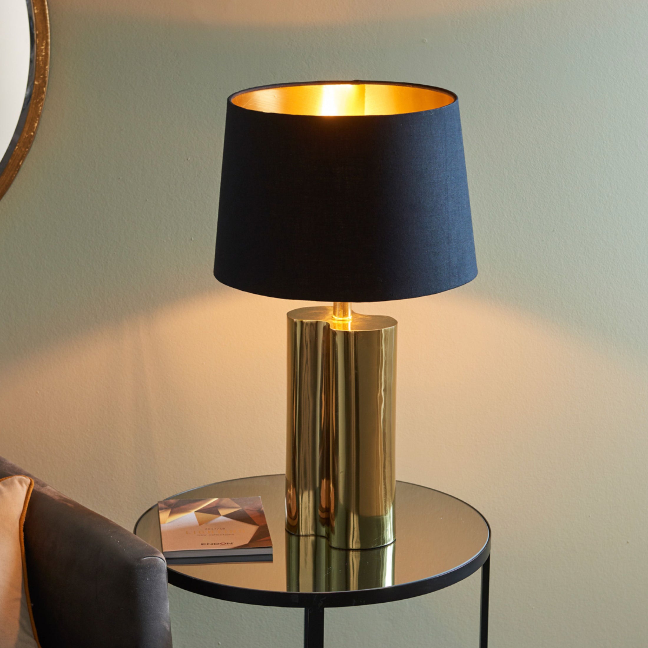 Luxe Metallic Gold Table Lamp & Black Shade 3
