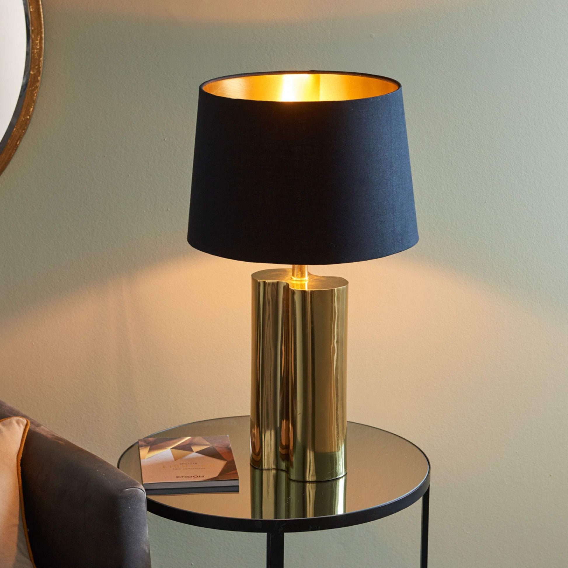 Luxe Metallic Gold Table Lamp & Black Shade - The Farthing