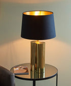 Luxe Metallic Gold Table Lamp & Black Shade - The Farthing