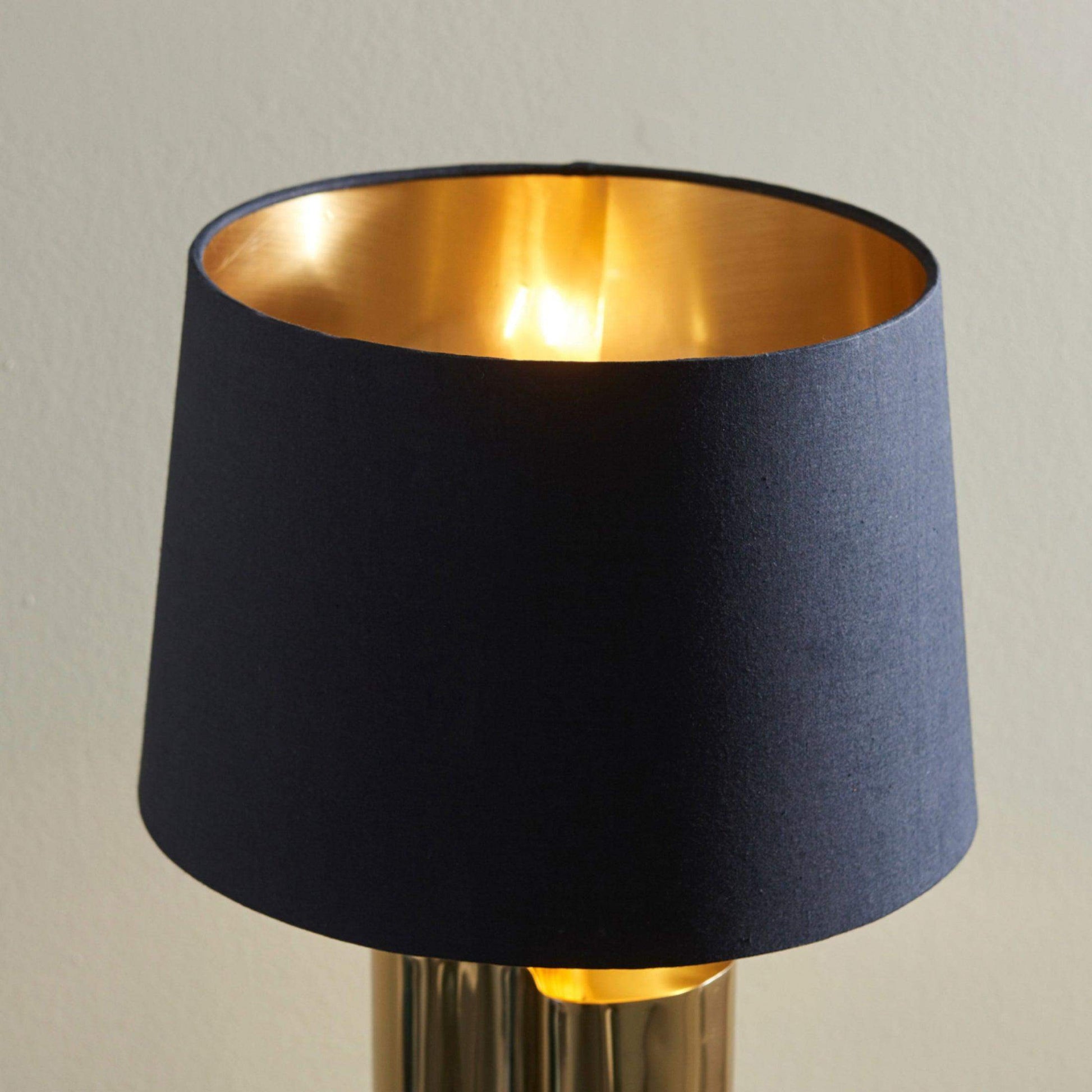 Luxe Metallic Gold Table Lamp & Black Shade - The Farthing