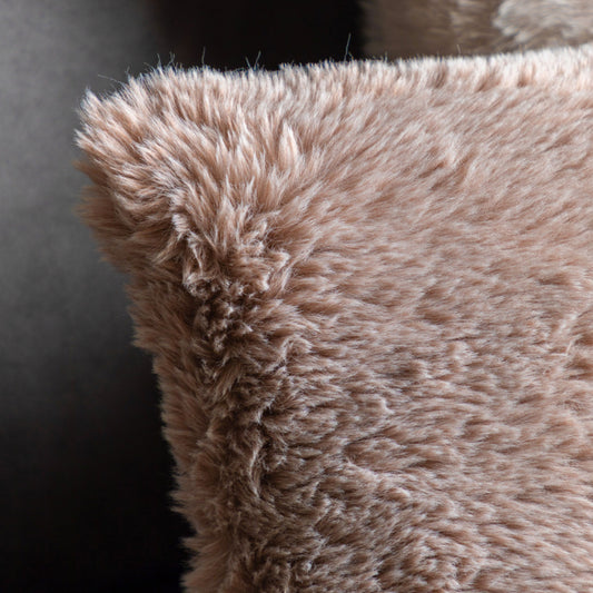 Luxurious Mauve Faux Fur Cushion