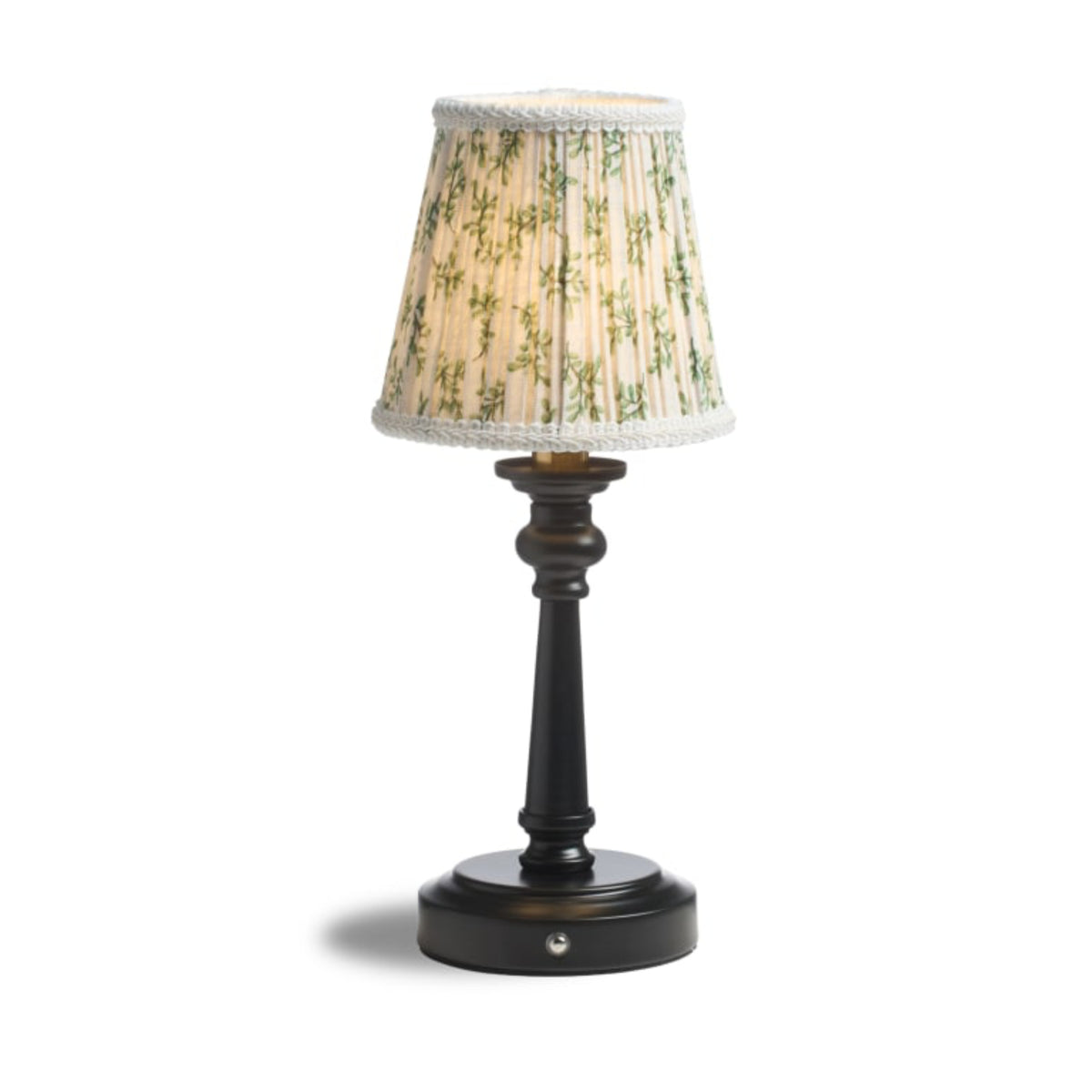 Small Rechargeable Table Lamp with Floral Pleated Shade 1