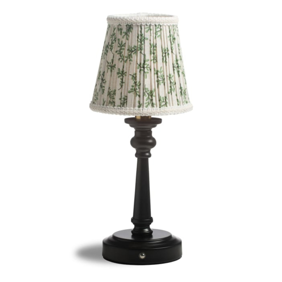 Small Rechargeable Table Lamp with Floral Pleated Shade