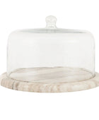 Marble base with glass dome on a white background