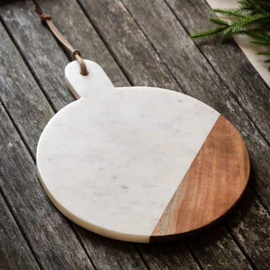 Marble & Wood Round Cheese Board