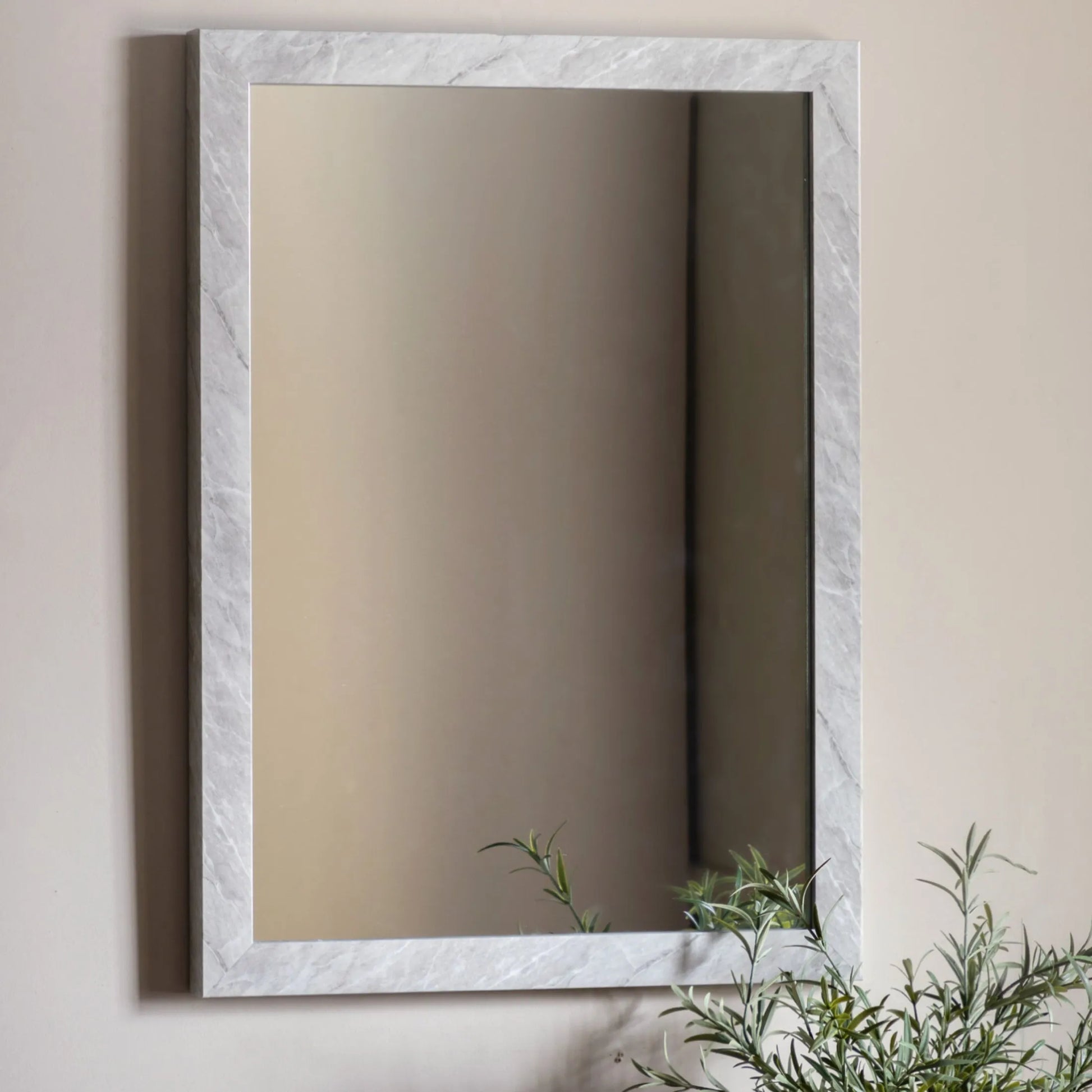 Marbled White & Grey Rectangular Mirror 1