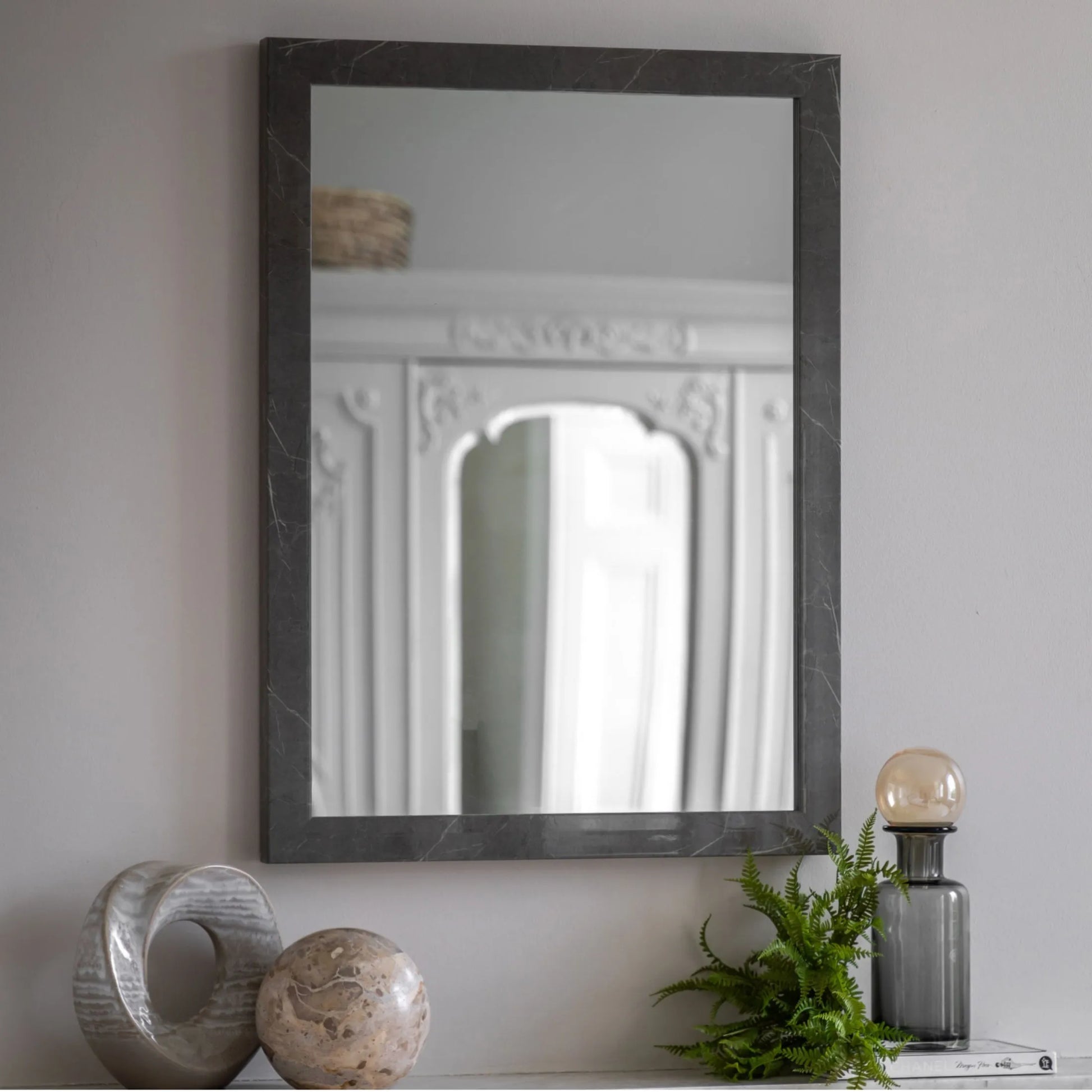 Marbled Grey Rectangular Mirror 43