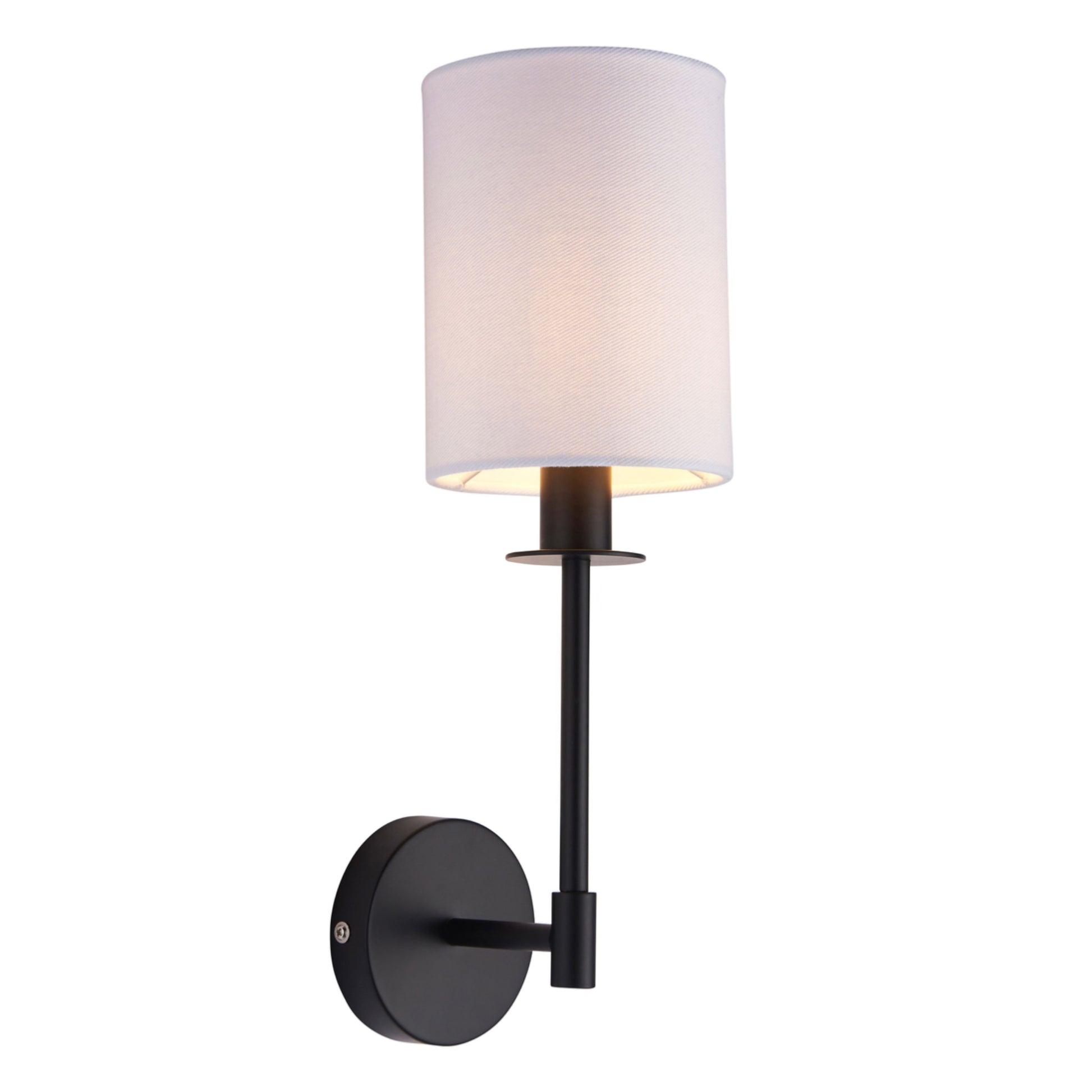 Matt Black Wall Light and White Shade