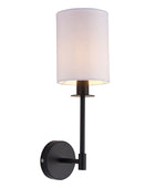 Matt Black Wall Light and White Shade