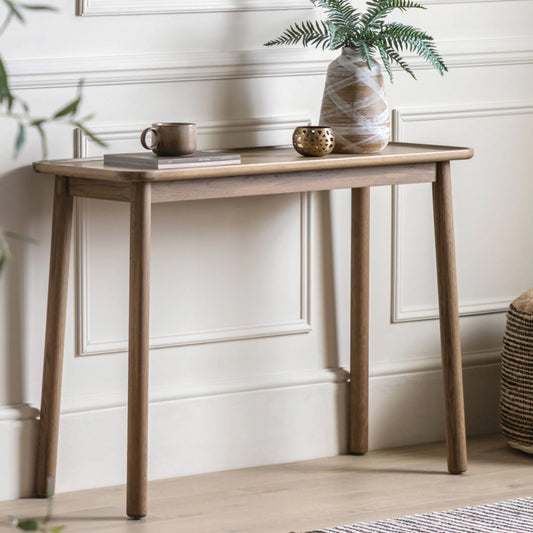 Matte Grey Lipped Oak Console Table