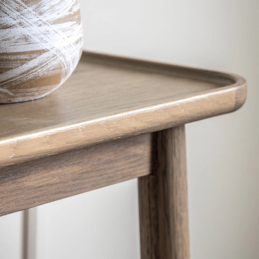 Matte Grey Lipped Oak Console Table 1