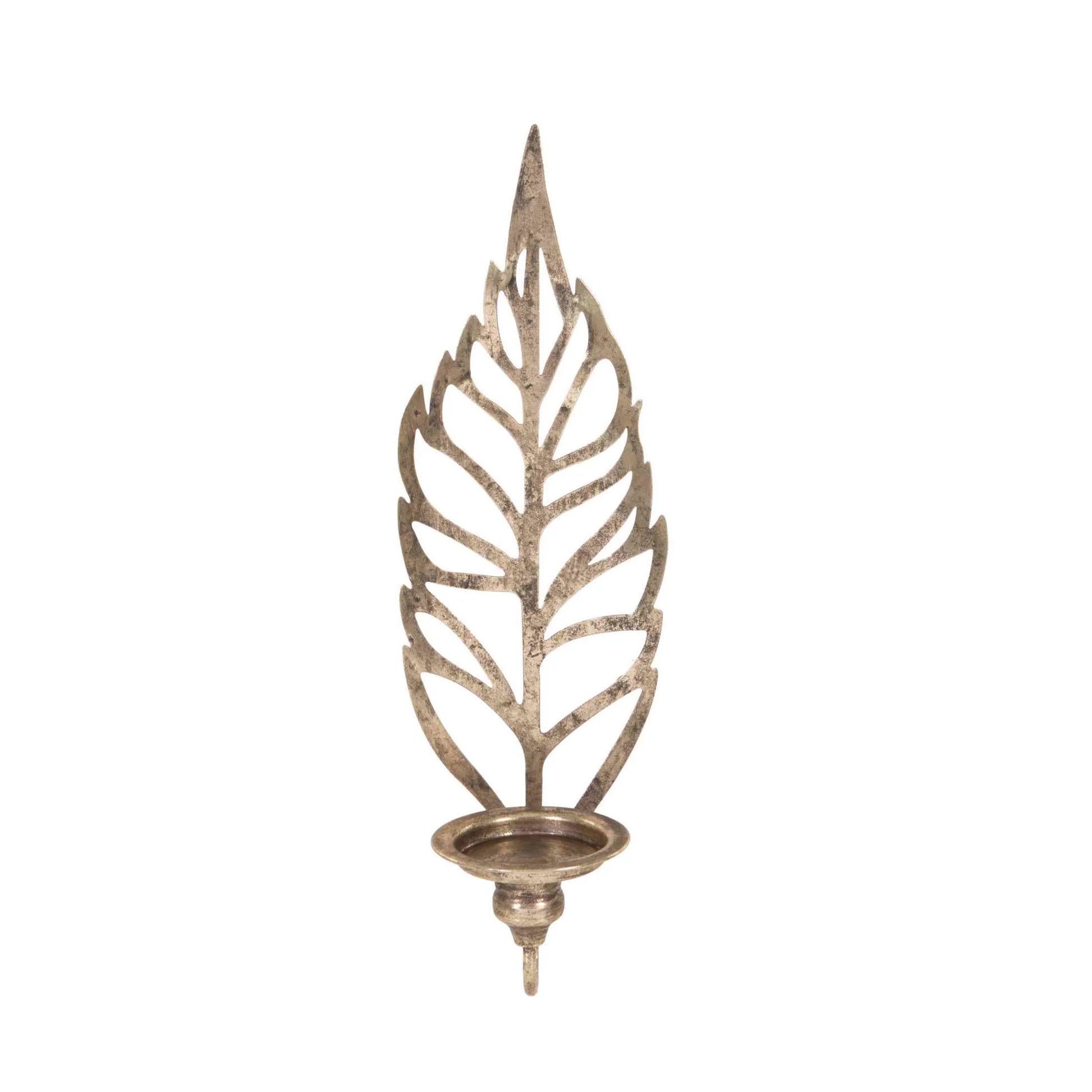 Metal Leaf Wall Sconce Candle Holder 1