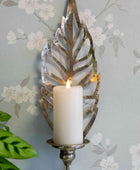 Metal Leaf Wall Sconce Candle Holder