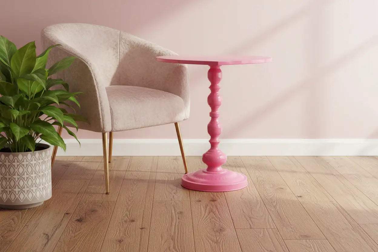 Metal Pink Heart Side Table