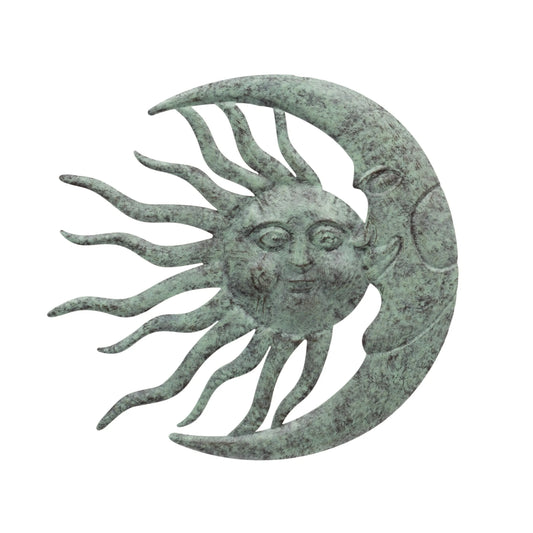 Metal Sun & Moon Face Wall Plaque