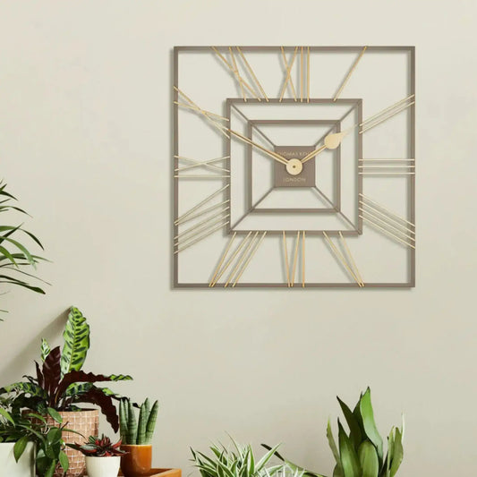 Metallic Square Metal Skeleton Wall Clock 5