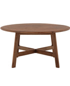 Wooden round table on a white background