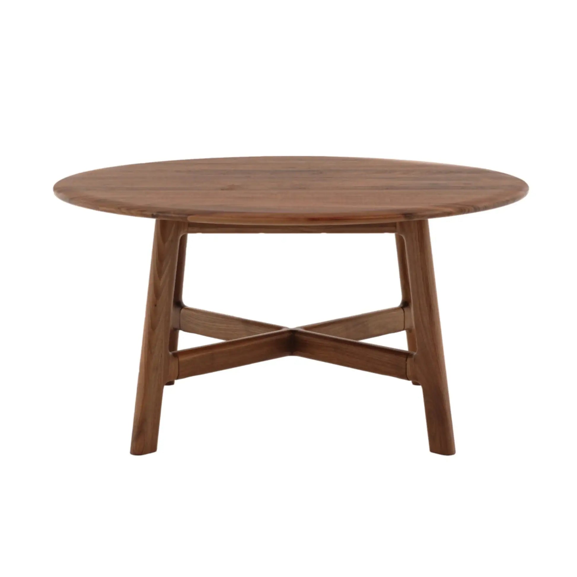 Wooden round table on a white background