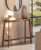 Mid Century Rounded Edge Dark Wood Console Table FARTHING 1