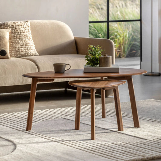 Mid Century Styled Walnut Coffee Table Nest 9