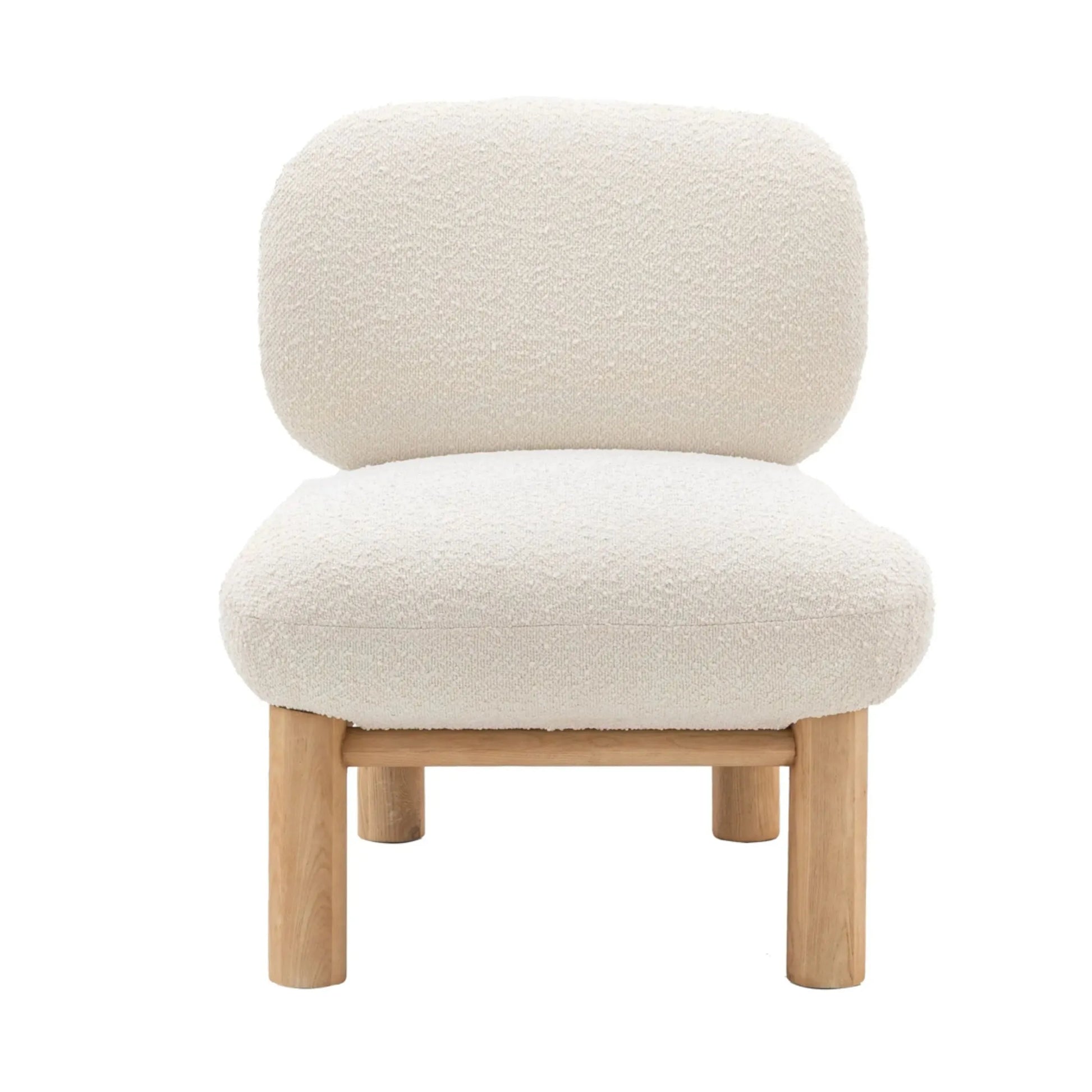 Modern Lounge Chair with Vanilla Boucle Fabric 1