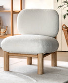 Modern Lounge Chair with Vanilla Boucle Fabric 3