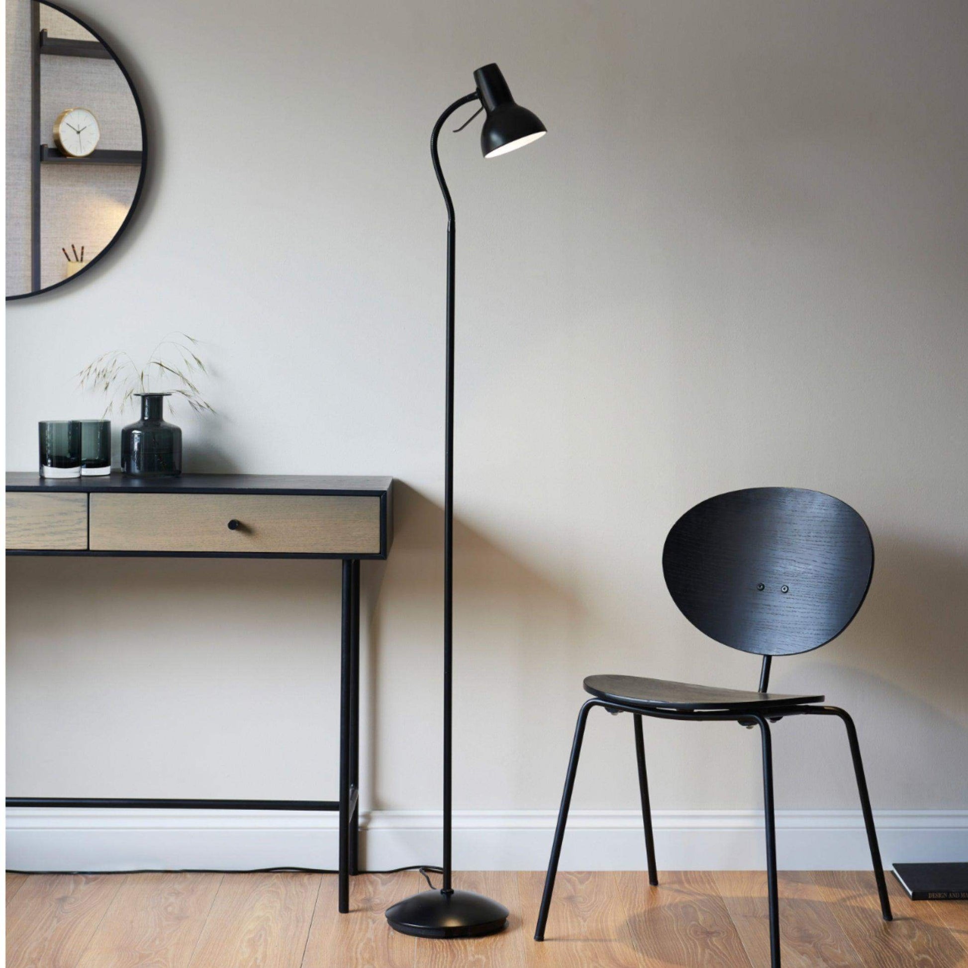 Modern Matt Black Adjustable Floor Lamp - The Farthing