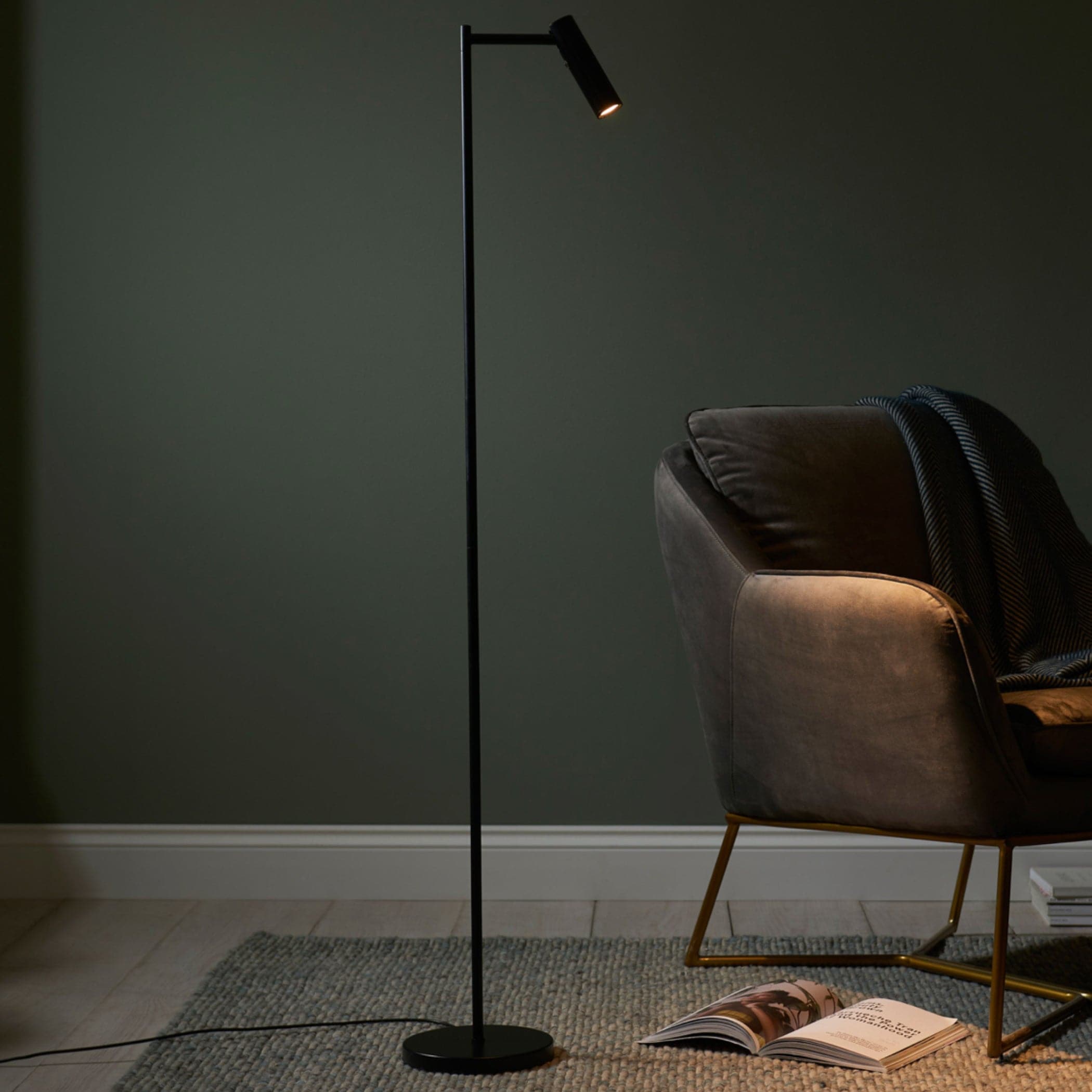Modern Matt Black Reader Floor Lamp