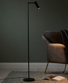 Modern Matt Black Reader Floor Lamp - The Farthing