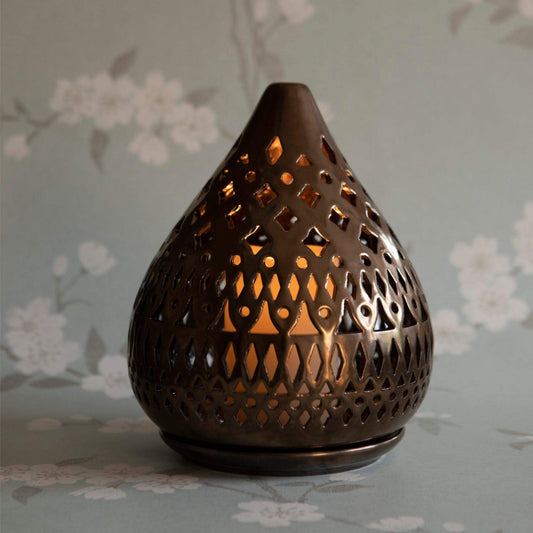 Large Moroccan Inspired Ceramic Candle Holder - The Farthing