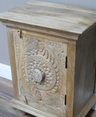 Narrow Rustic Craved Wood Cabinet 2